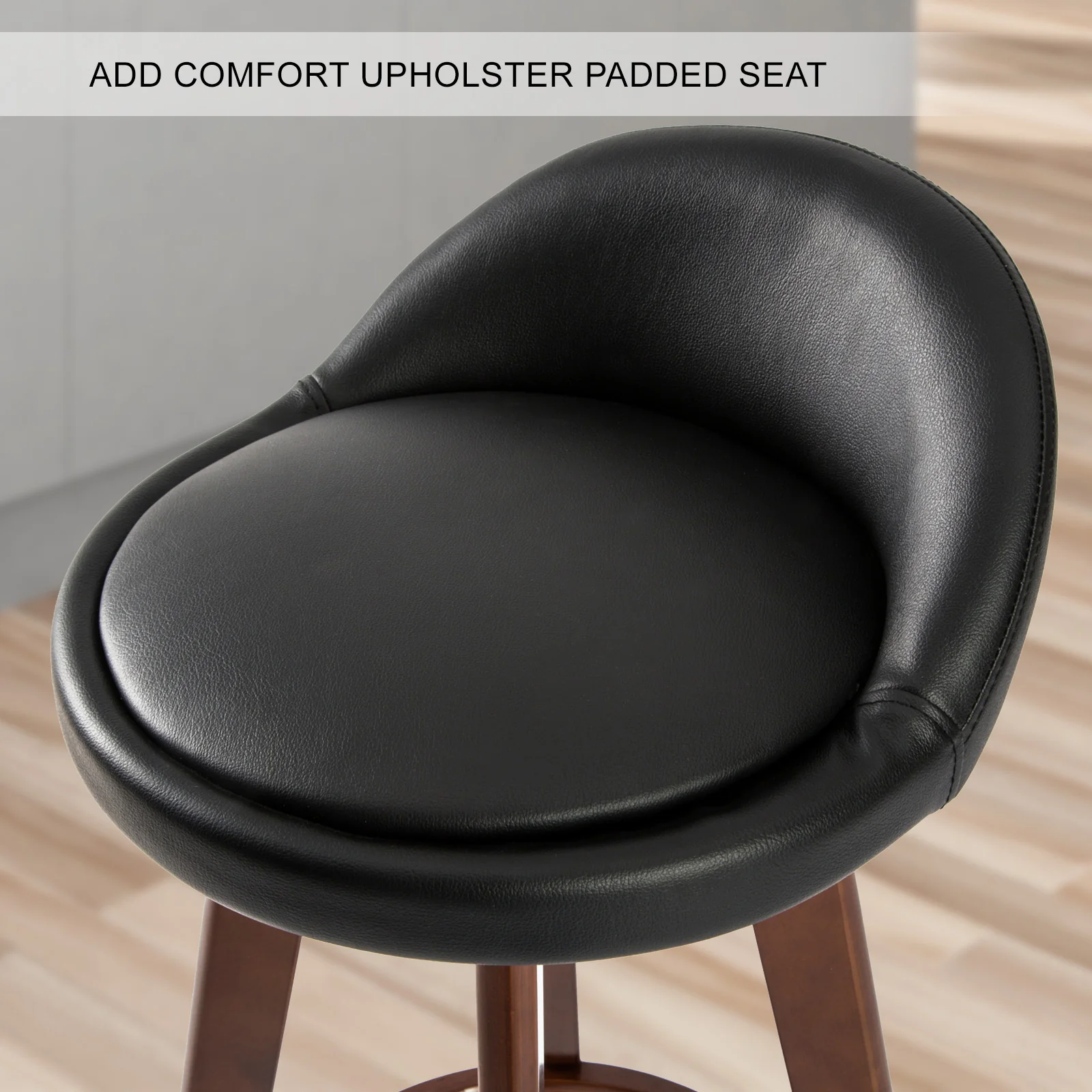 Set of 2 Leila Wooden Bar Stools Black - Image 9