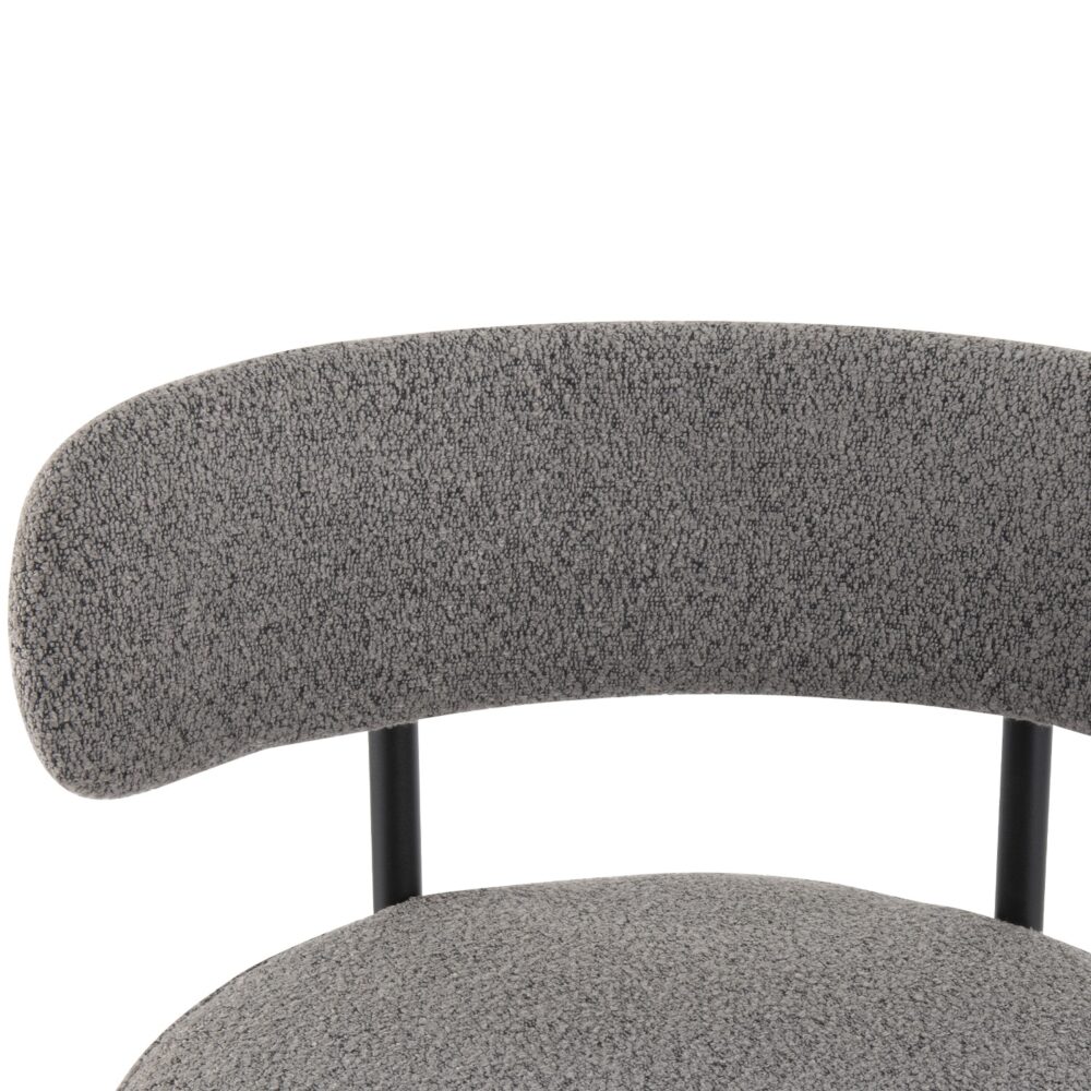 Set of 2 Lennox Contemporary Bouclé Bar Stools - Grey - Image 9