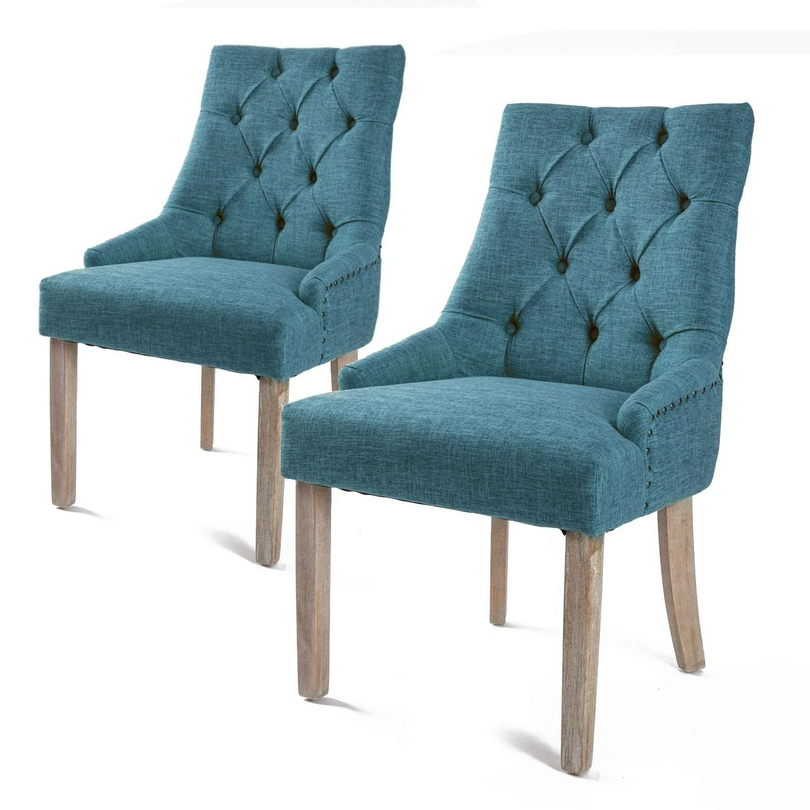 Set of 2 Lisette Amour French Provincial Dining Chairs - Dark Blue