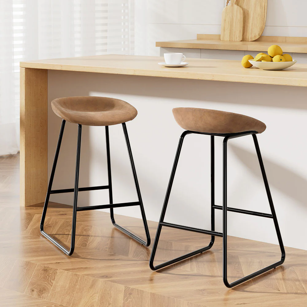 Set of 2 Ludovic Bar Stools - Brown