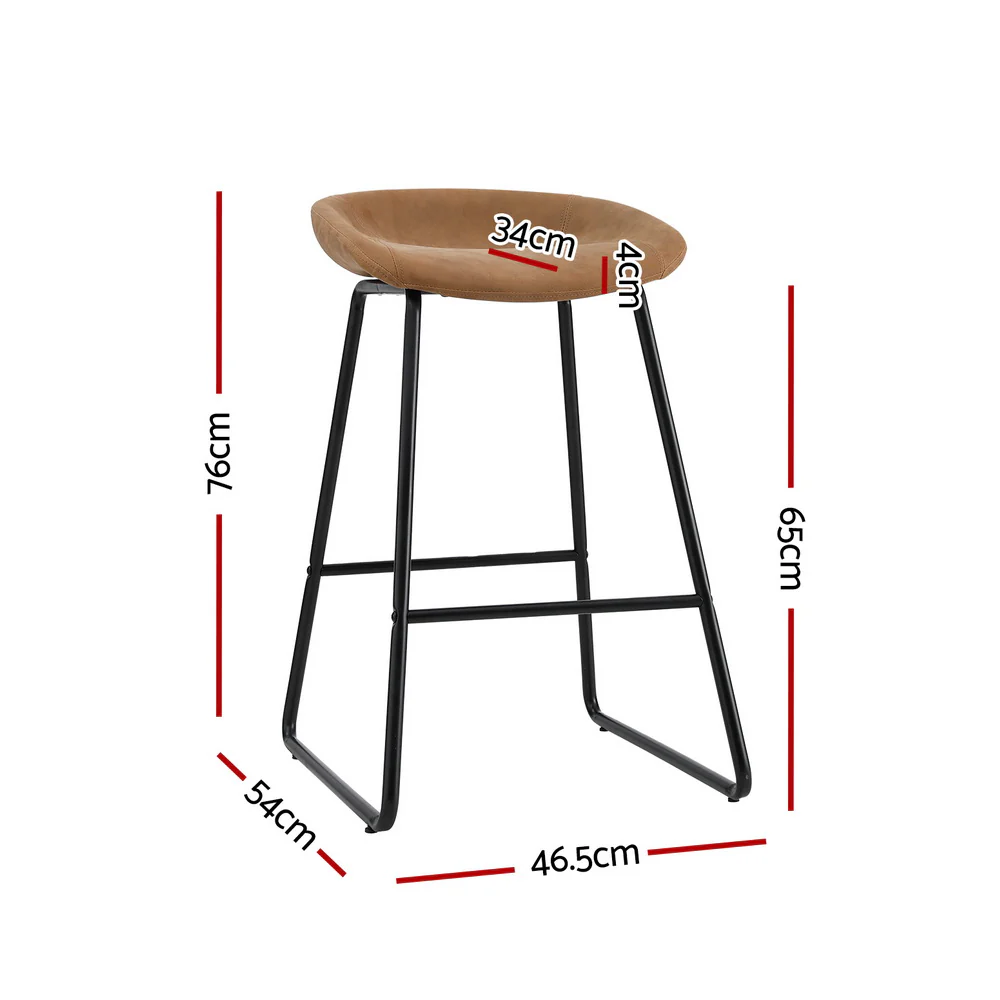 Set of 2 Ludovic Bar Stools - Brown - Image 2