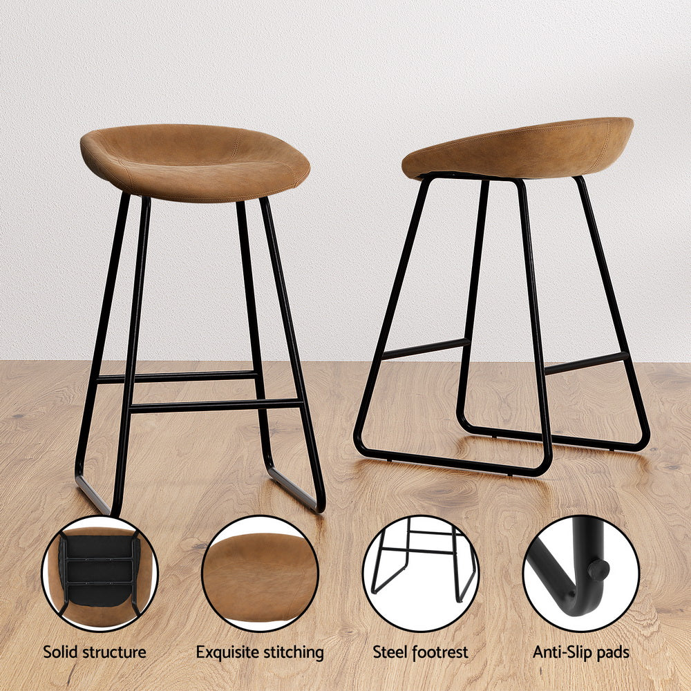 Set of 2 Ludovic Bar Stools - Brown - Image 5
