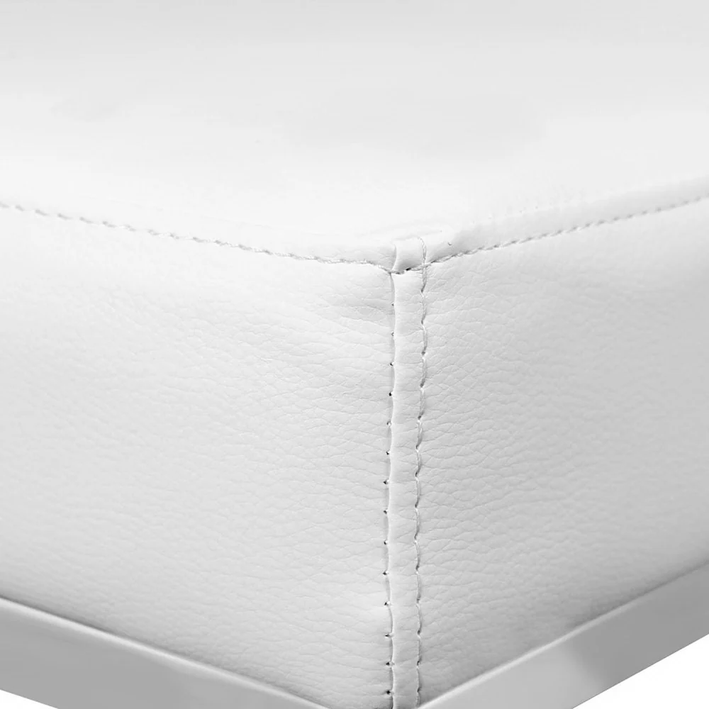 Set of 2 Luna PU Leather Bar Stools - White & Chrome - Image 6