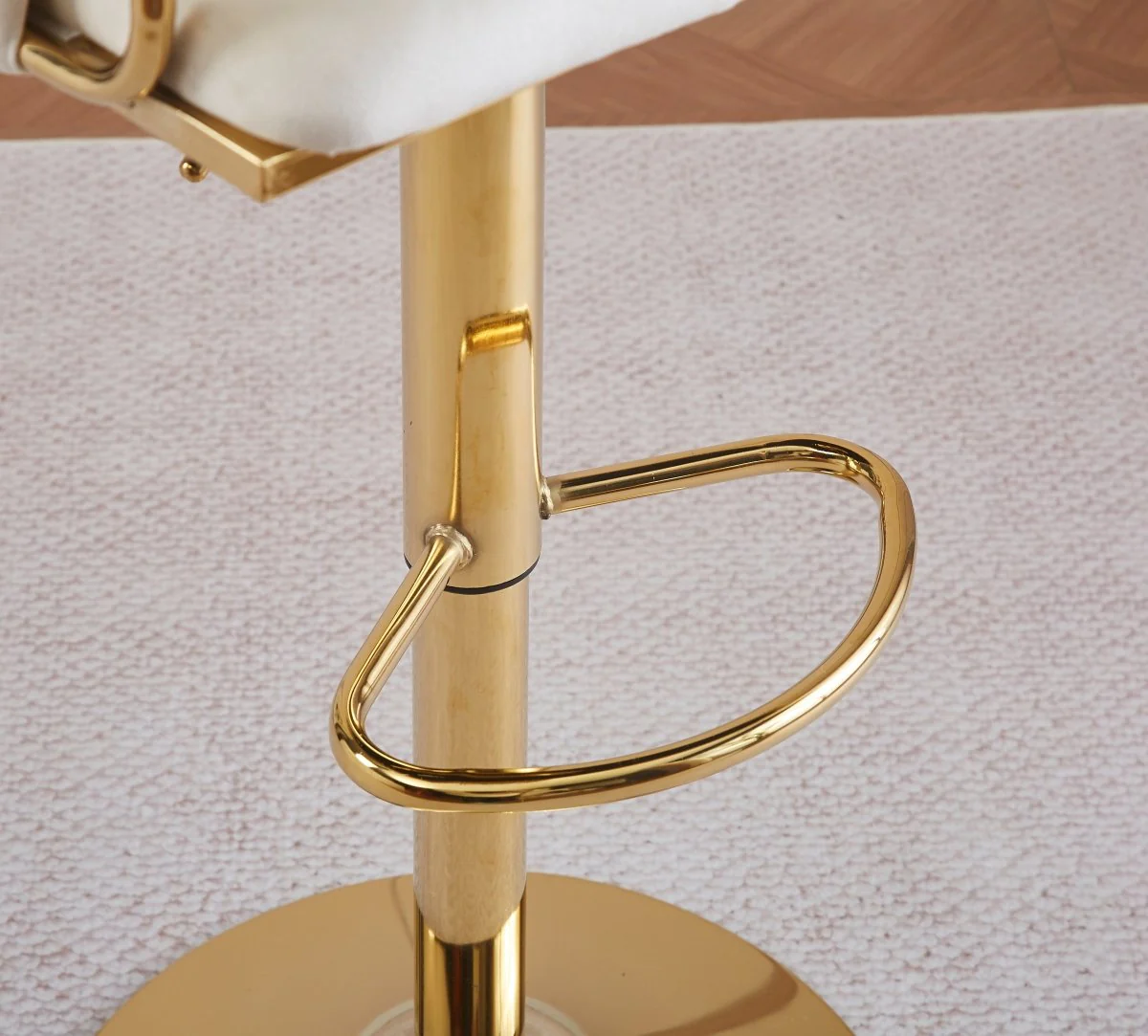 Set of 2 Marlowe Velvet Bar Stools - Grey with Gold Base - Image 6