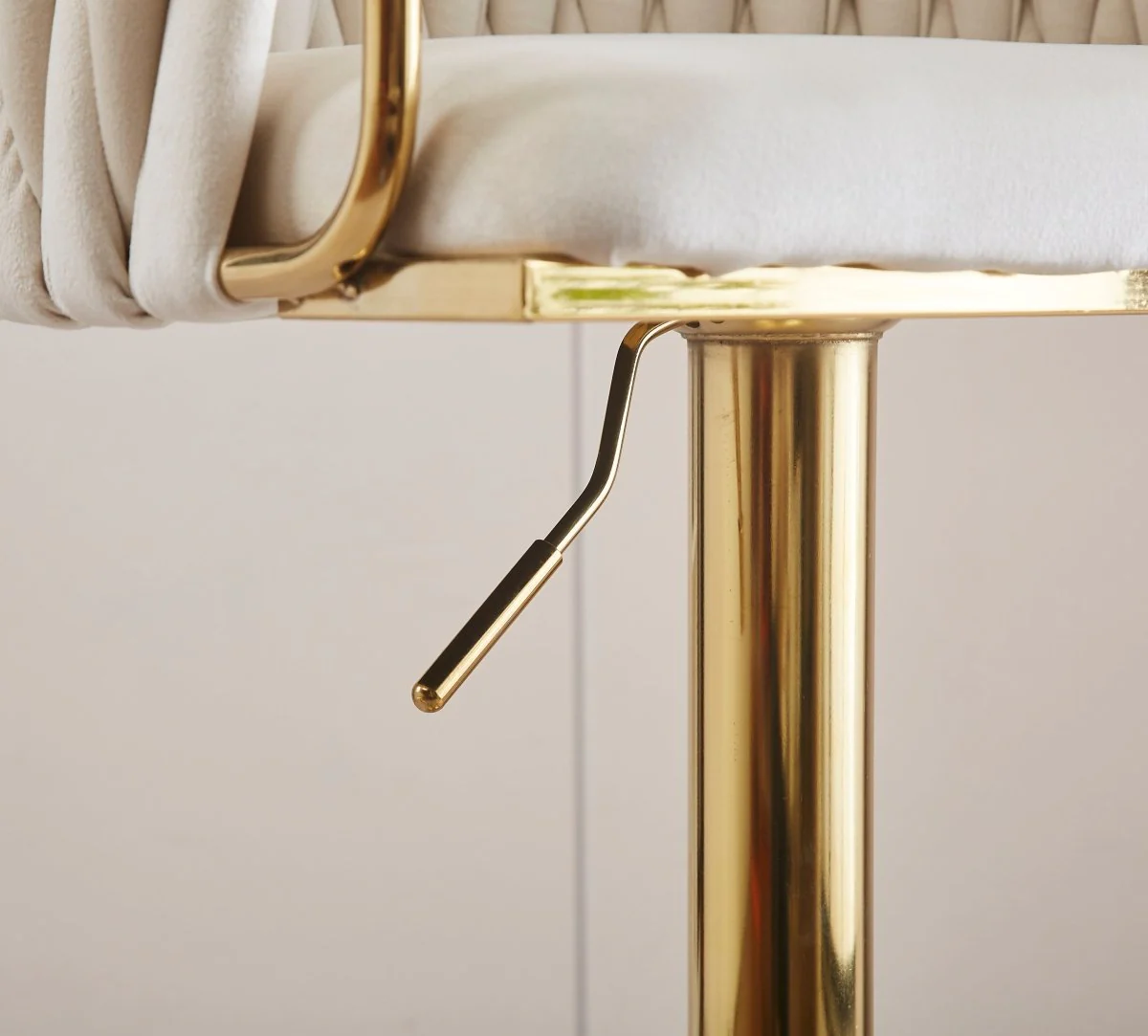 Set of 2 Marlowe Velvet Bar Stools - Grey with Gold Base - Image 8