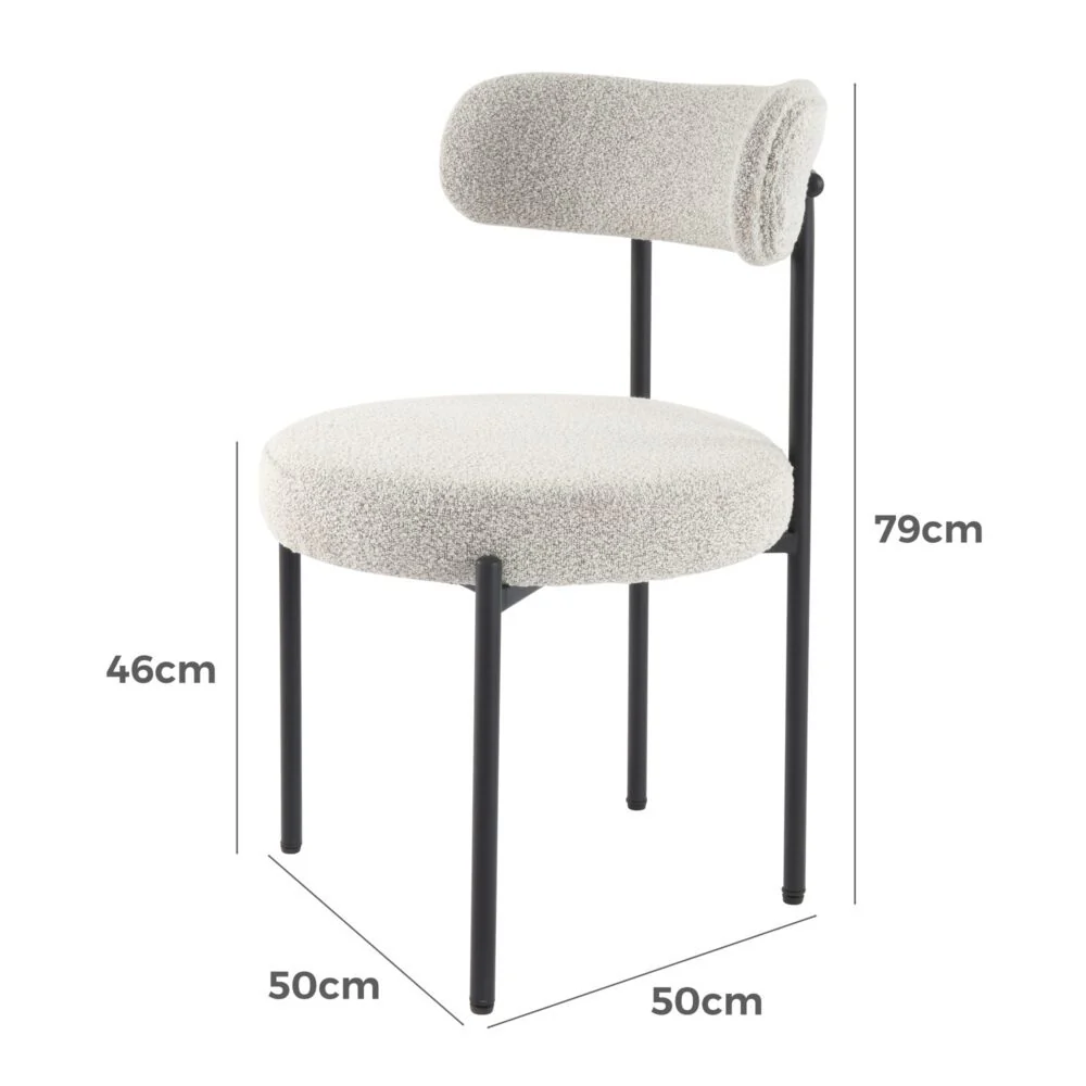Set of 2 Mila Boucle Dining Chairs - Arctic White - Image 12