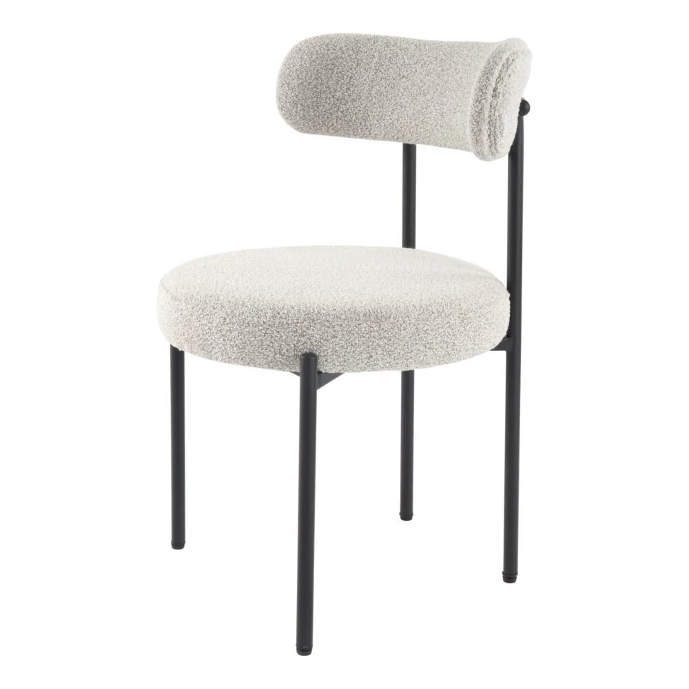 Set of 2 Mila Boucle Dining Chairs - Arctic White - Image 5