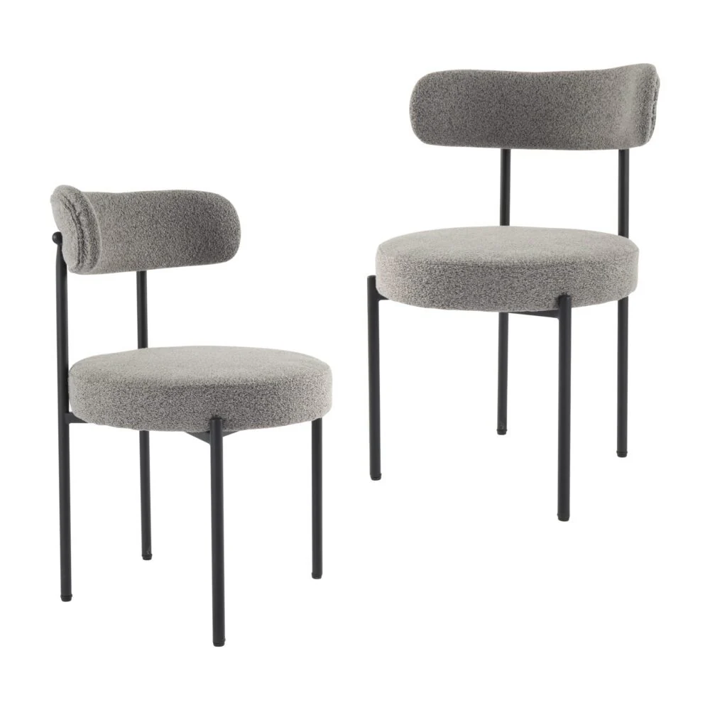 Set of 2 Mila Boucle Dining Chairs - Slate Grey - Image 3