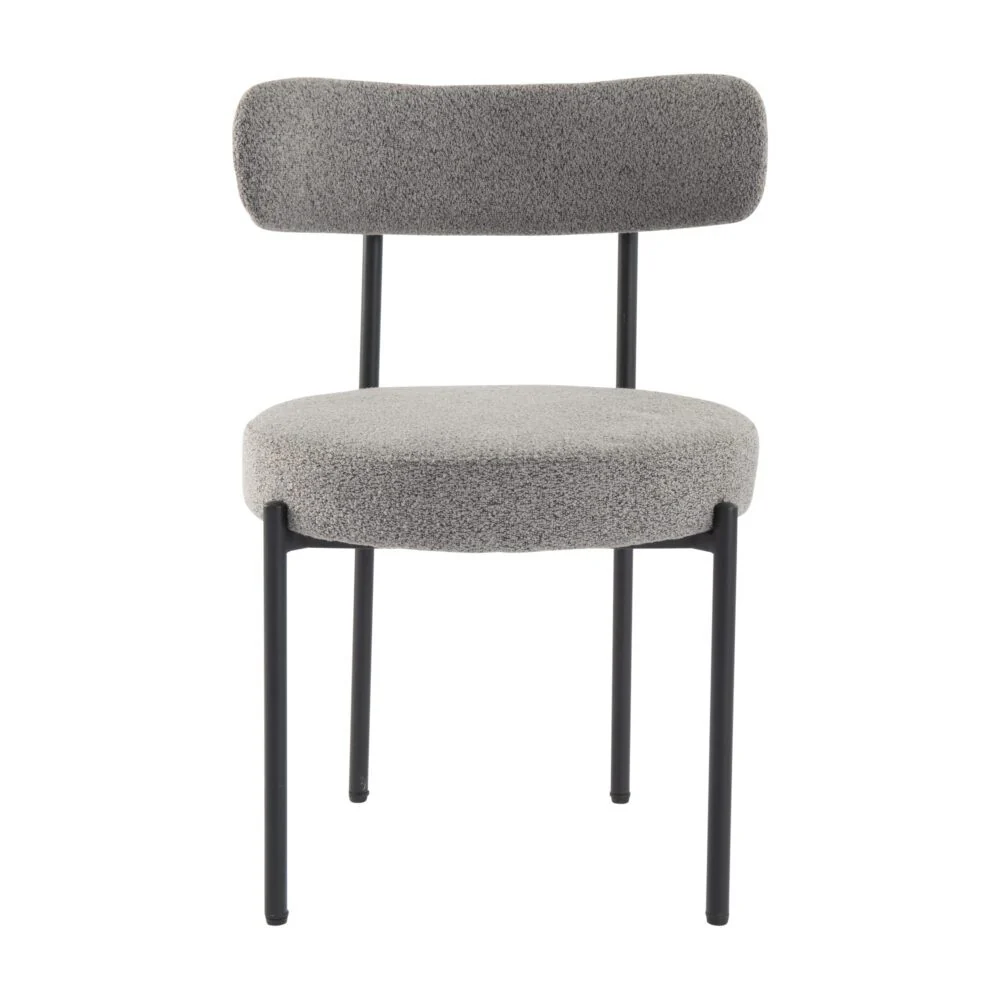 Set of 2 Mila Boucle Dining Chairs - Slate Grey - Image 4