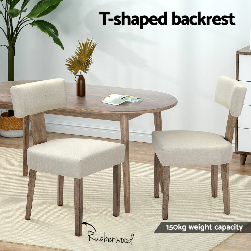 Set of 2 Milford Dining Chairs Beige - Image 4
