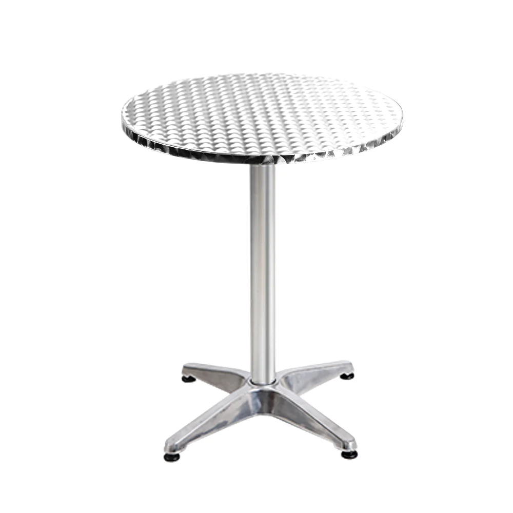 Set of 2 Outdoor Aluminium Bar Tables Round Adjustable 70-110cm - Image 3