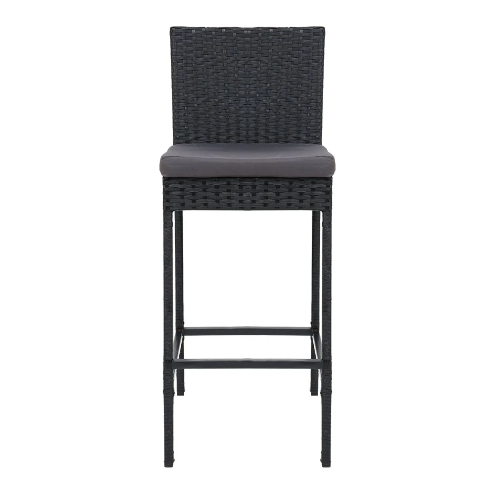 Set of 2 Outdoor Bar Stools Dining Chairs Wicker Furniture - Image 3