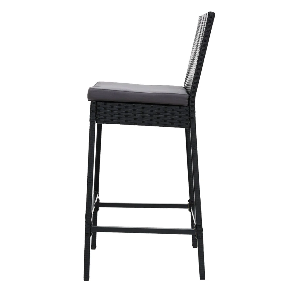 Set of 2 Outdoor Bar Stools Dining Chairs Wicker Furniture - Image 4