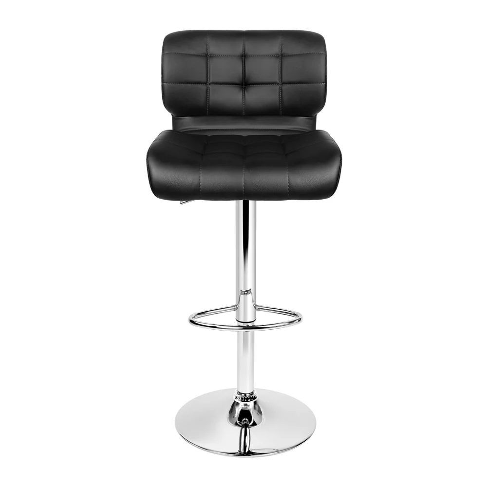 Set of 2 Preston Gas Lift Leather Bar Stools - Black & Chrome - Image 3