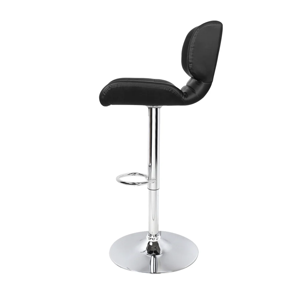 Set of 2 Preston Gas Lift Leather Bar Stools - Black & Chrome - Image 4