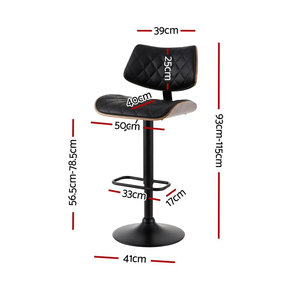Set of 2 Quentin Gas Lift Bar Stools - Black - Image 2