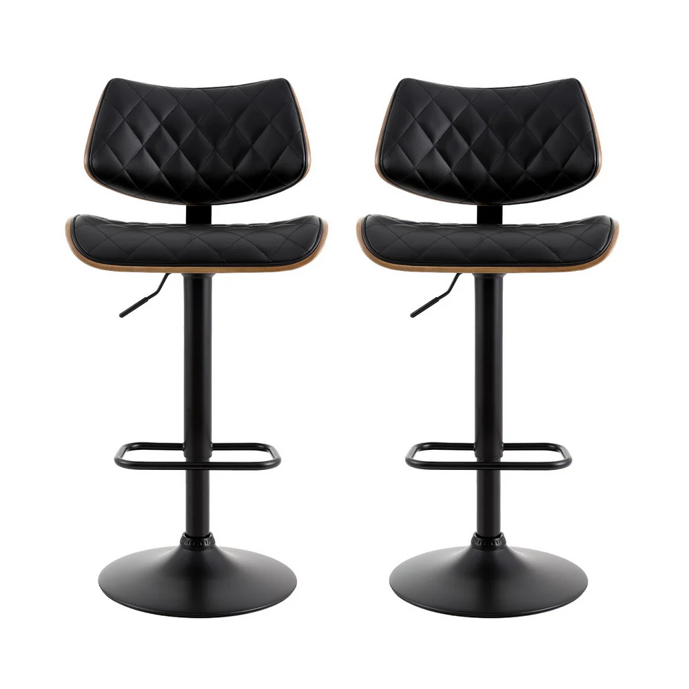 Set of 2 Quentin Gas Lift Bar Stools - Black - Image 3
