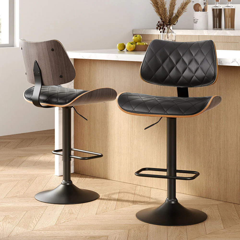 Set of 2 Quentin Gas Lift Bar Stools - Black - Image 7