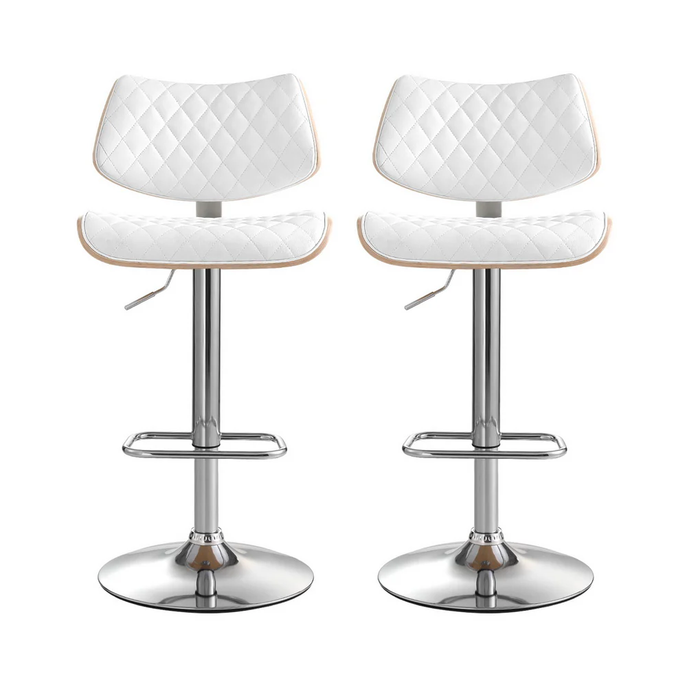 Set of 2 Quentin Gas Lift Bar Stools - White - Image 3