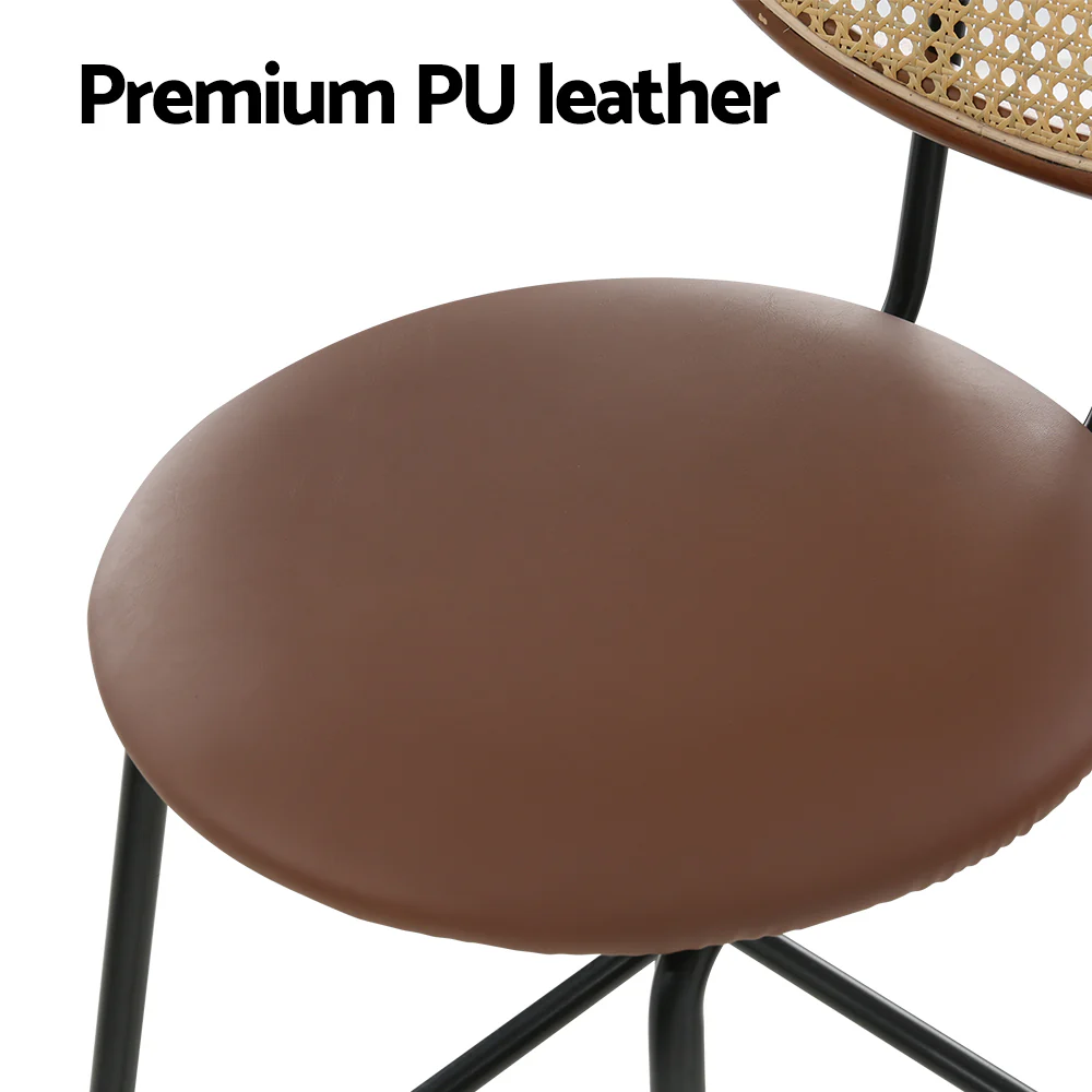 Set of 2 Raye Rattan Bar Stools - Brown - Image 4
