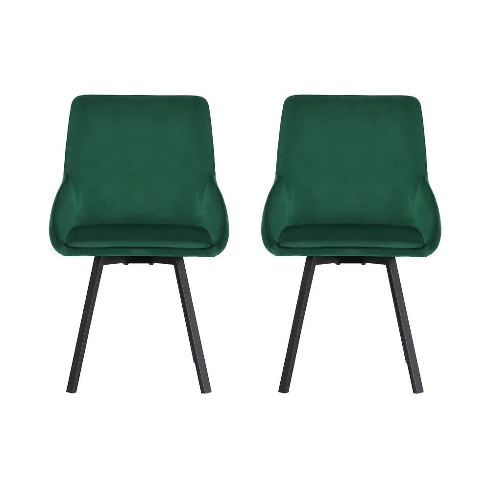 Set of 2 Sam Velvet Dining Chairs Green - Image 3