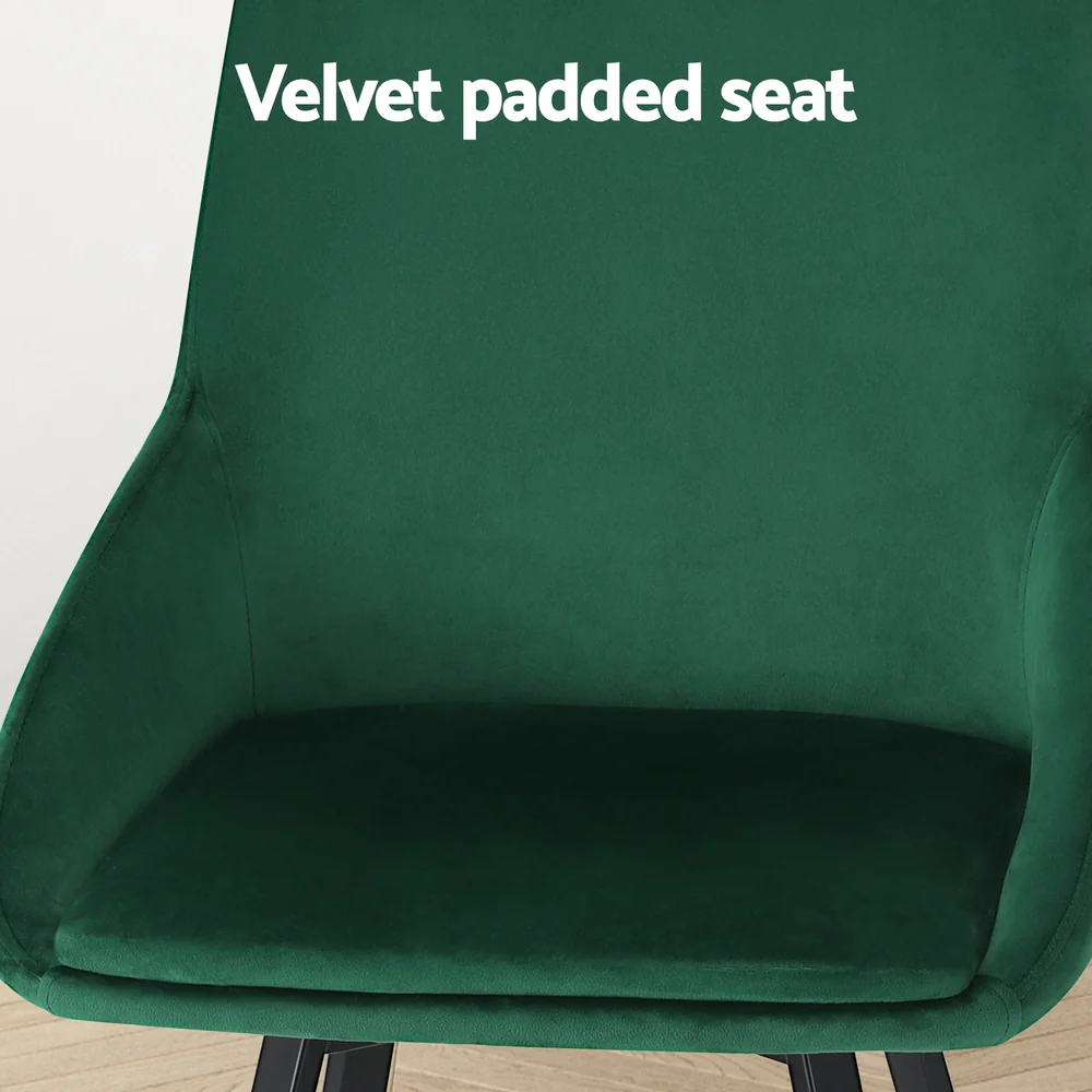Set of 2 Sam Velvet Dining Chairs Green - Image 5
