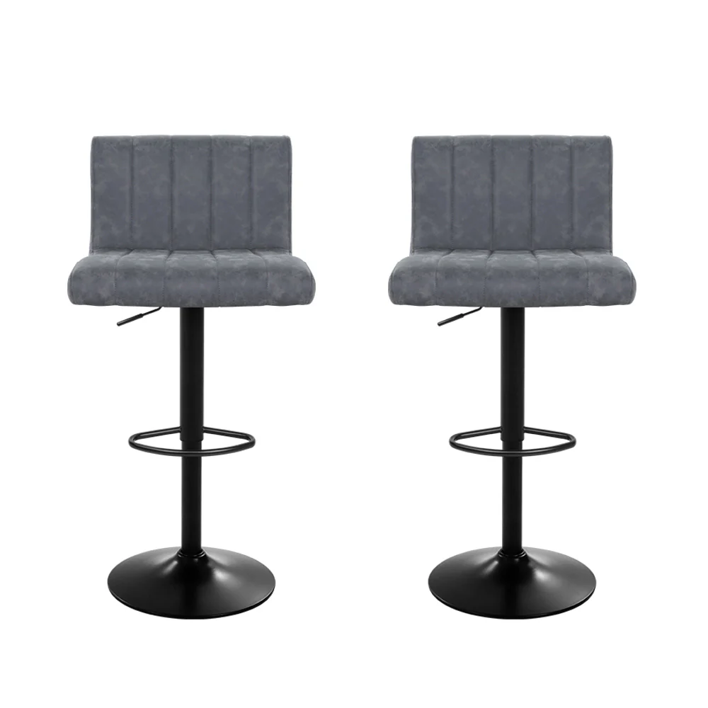 Set of 2 Savoy Gas Lift Bar Stools - Grey - Image 3