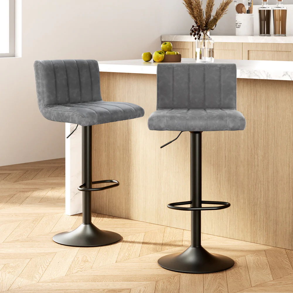 Set of 2 Savoy Gas Lift Bar Stools - Grey - Image 7
