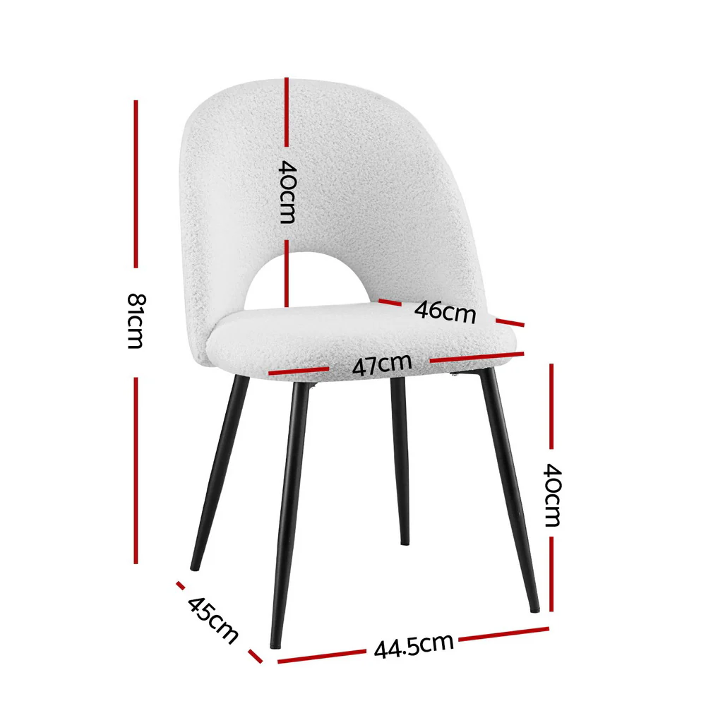 Set of 2 Sherpa Dining Chairs - White - Image 2