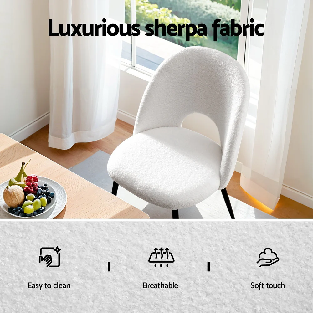Set of 2 Sherpa Dining Chairs - White - Image 5