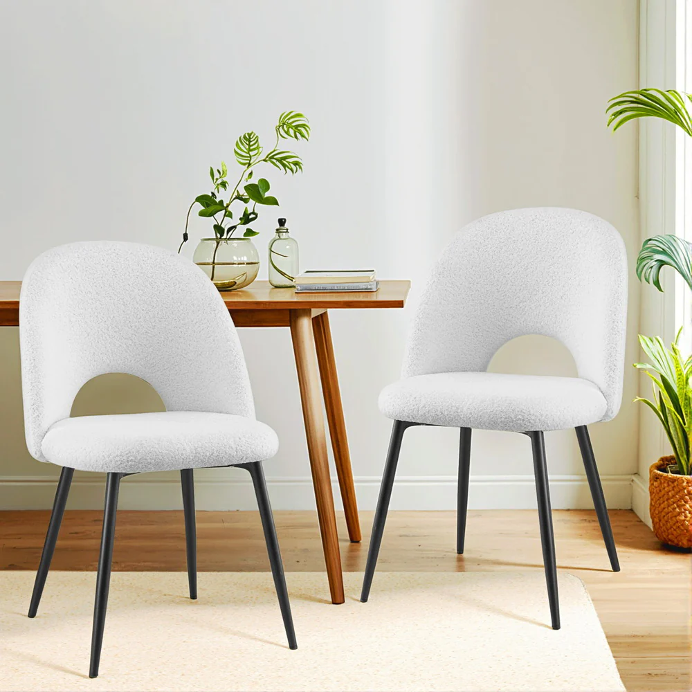 Set of 2 Sherpa Dining Chairs - White - Image 7
