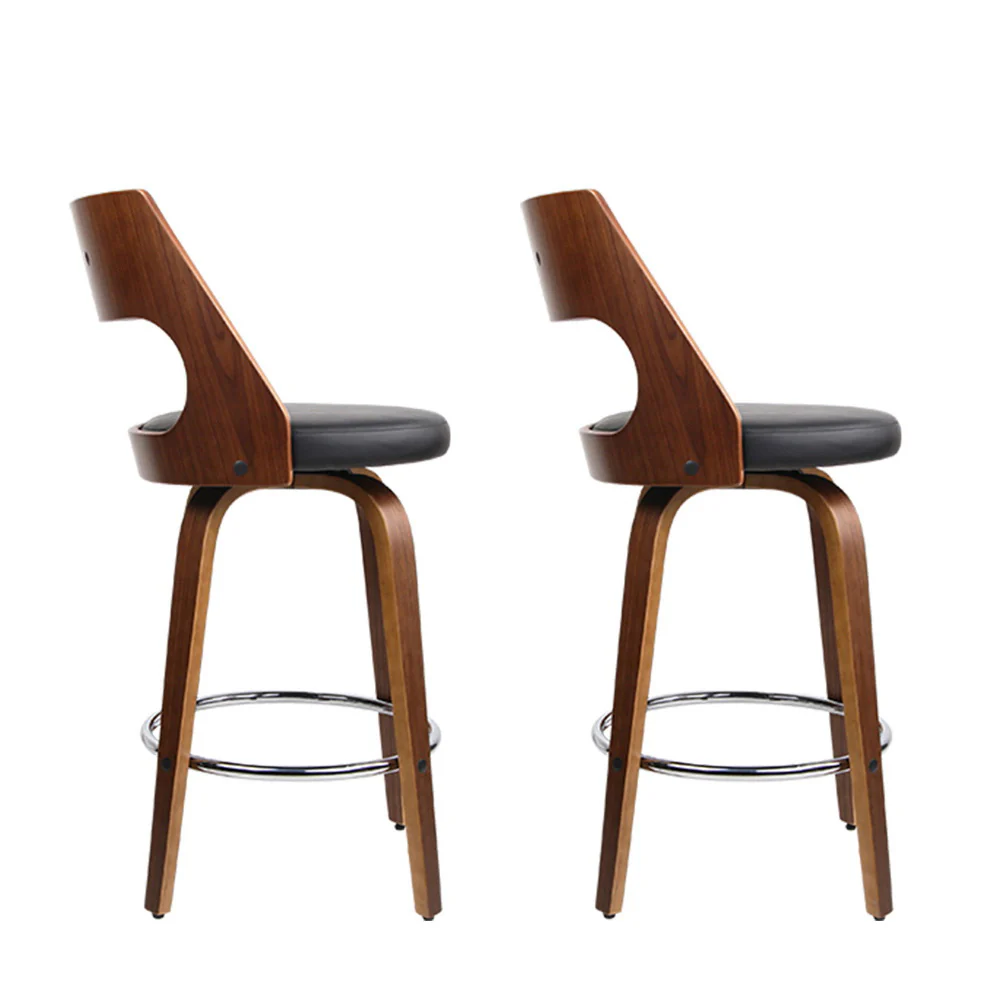 Set of 2 Sloane Bentwood Bar Stools 76cm Seat Height - Walnut & Black - Image 3