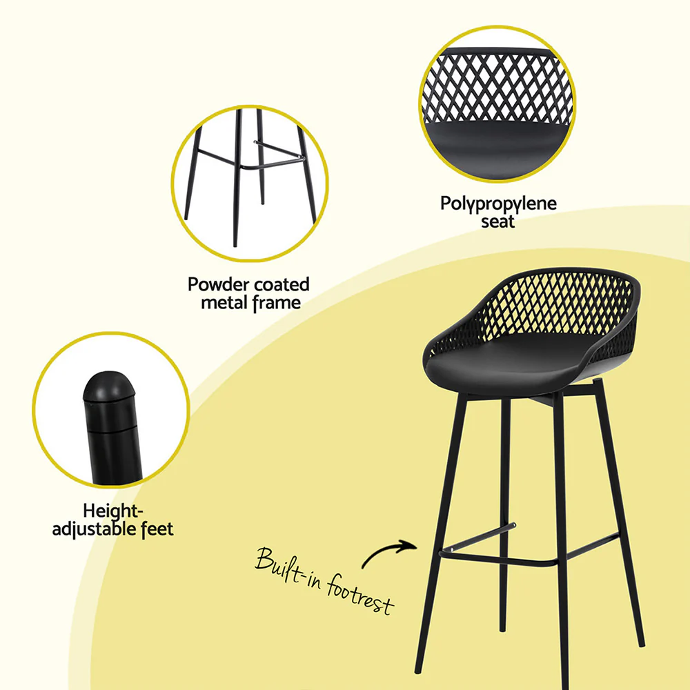Set of 2 Solace Outdoor Bar Stools – Black - Image 6