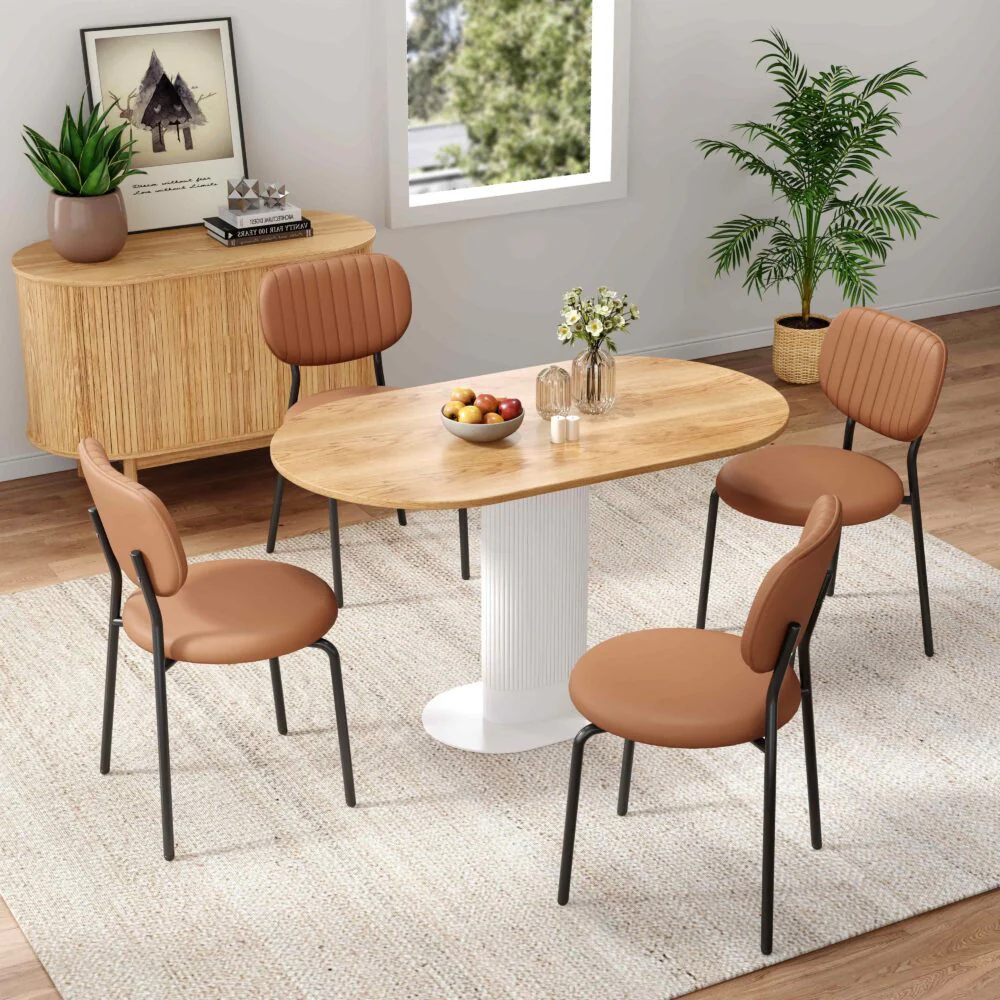 Set of 2 Tatiana Premium Leathaire Dining Chairs - Brown - Image 3