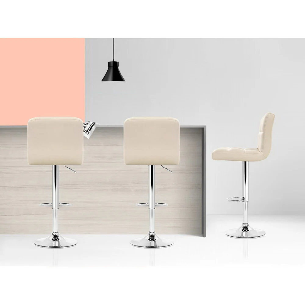 Set of 2 Vienna Gas Lift Bar Stools - Beige - Image 5