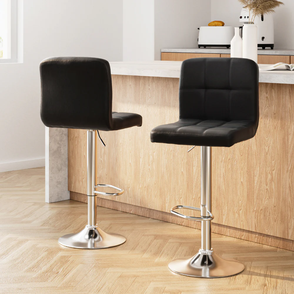 Set of 2 Vienna Gas Lift Bar Stools - Black - Image 8
