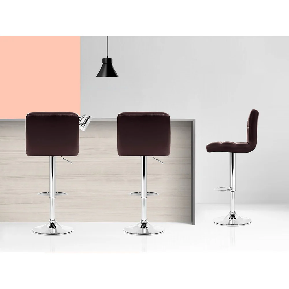 Set of 2 Vienna Gas Lift Bar Stools - Chocolate Brown - Image 6