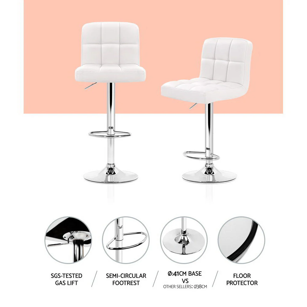 Set of 2 Vienna Gas Lift Bar Stools - White - Image 4