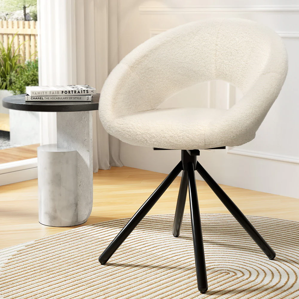 Set of 2 Vita Dining Chairs Beige Sherpa - Image 5