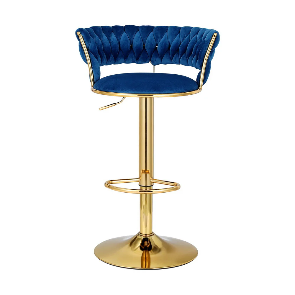 Set of 2 Vivien Bar Stools - Navy and Gold - Image 3