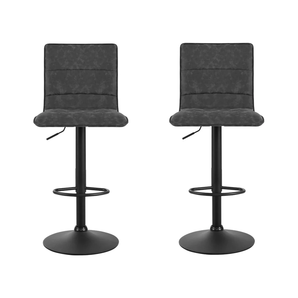 Set of 2 Winslow Vintage Style High Back Bar Stools – Grey - Image 3