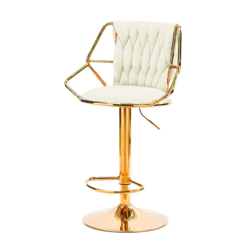 Set of 2 Winton Velvet Bar Stools - Beige with Gold Base - Image 3