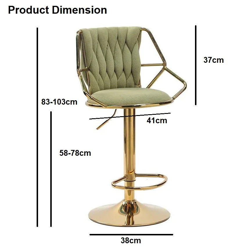 Set of 2 Winton Velvet Bar Stools - Black with Gold Base - Image 5