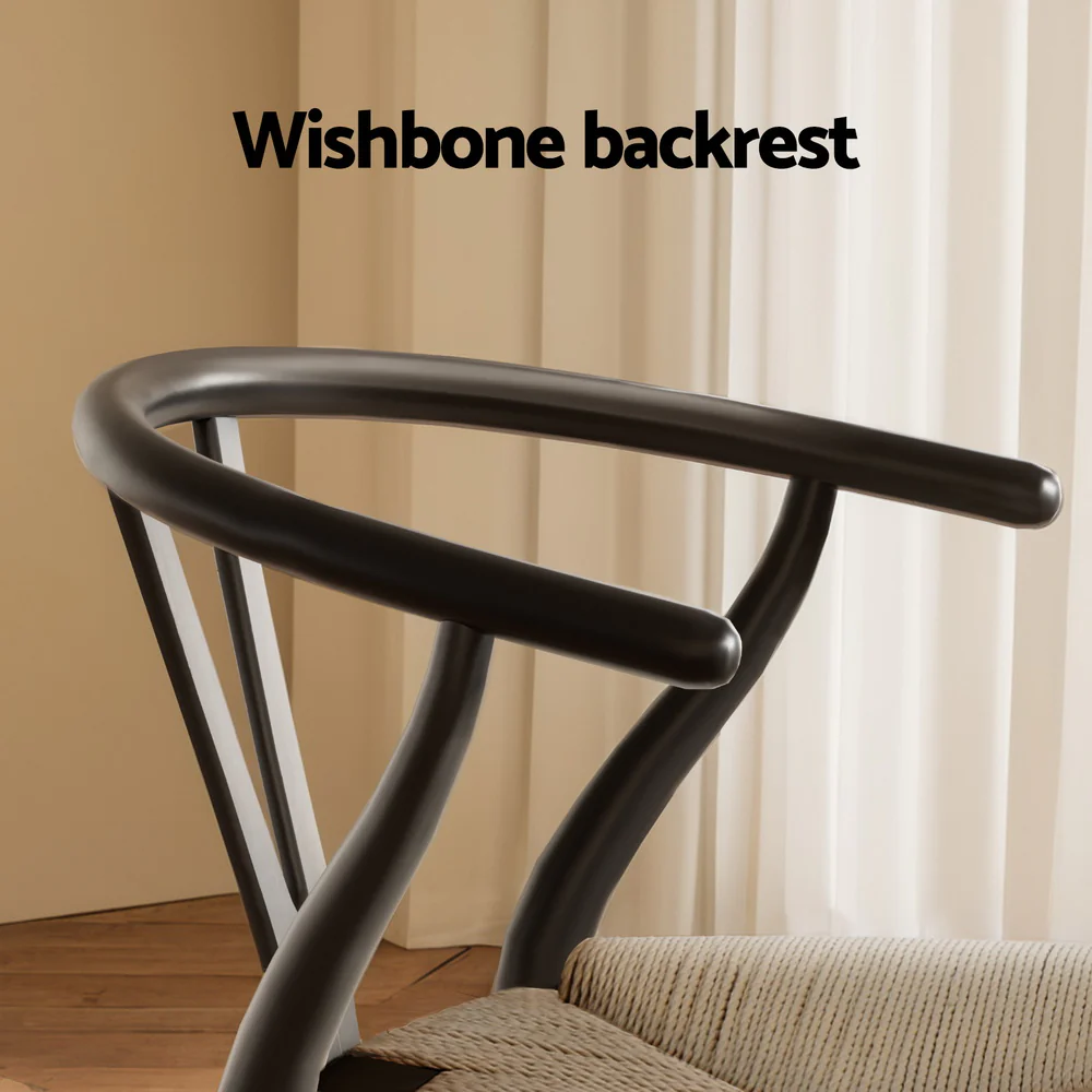 Set of 2 Wishbone Dining Chairs – Black - Image 5
