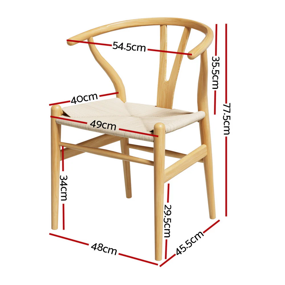 Set of 2 Wishbone Dining Chairs – Natural - Image 2