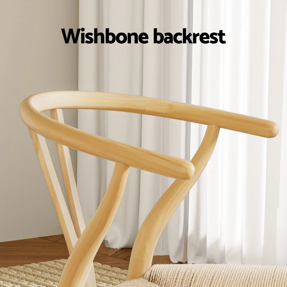Set of 2 Wishbone Dining Chairs – Natural - Image 5