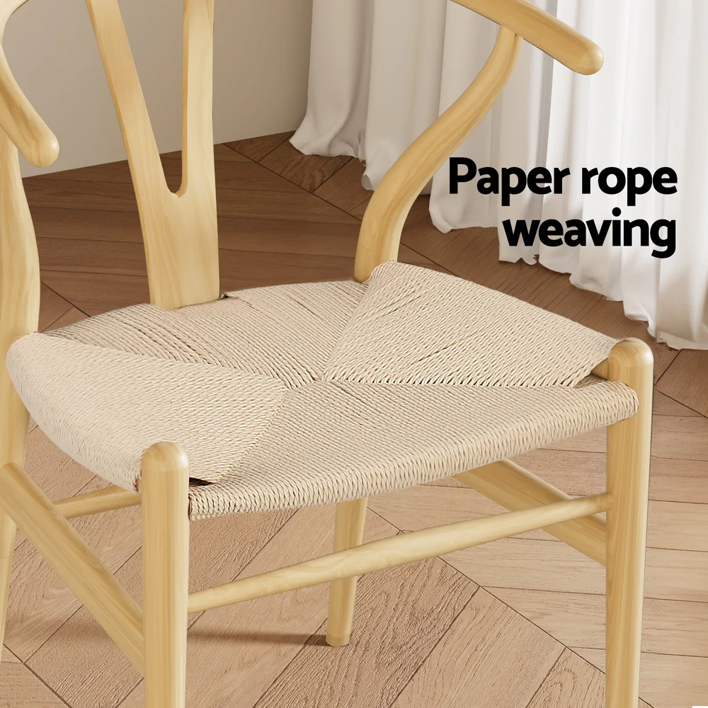 Set of 2 Wishbone Dining Chairs – Natural - Image 6