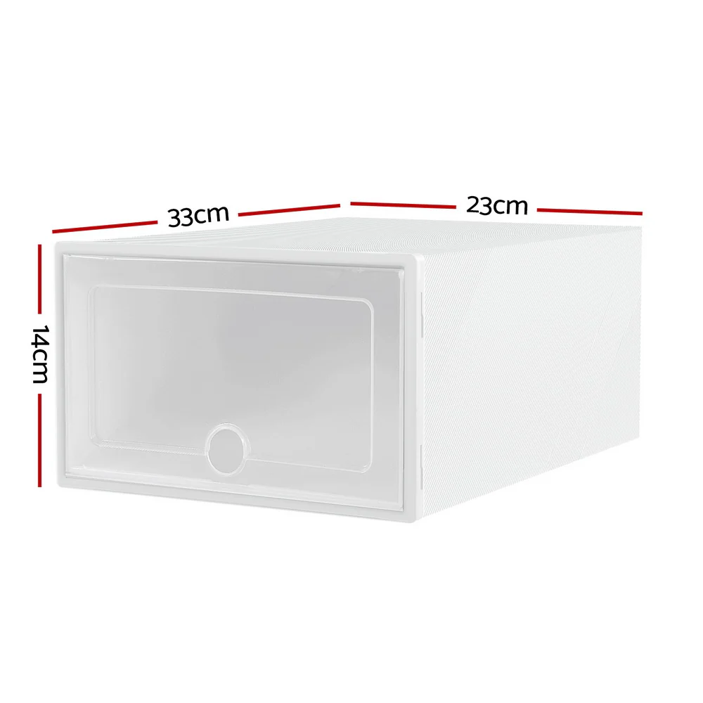 Set of 24 Foldable & Stackable Shoe Storage Boxes – Transparent White - Image 3