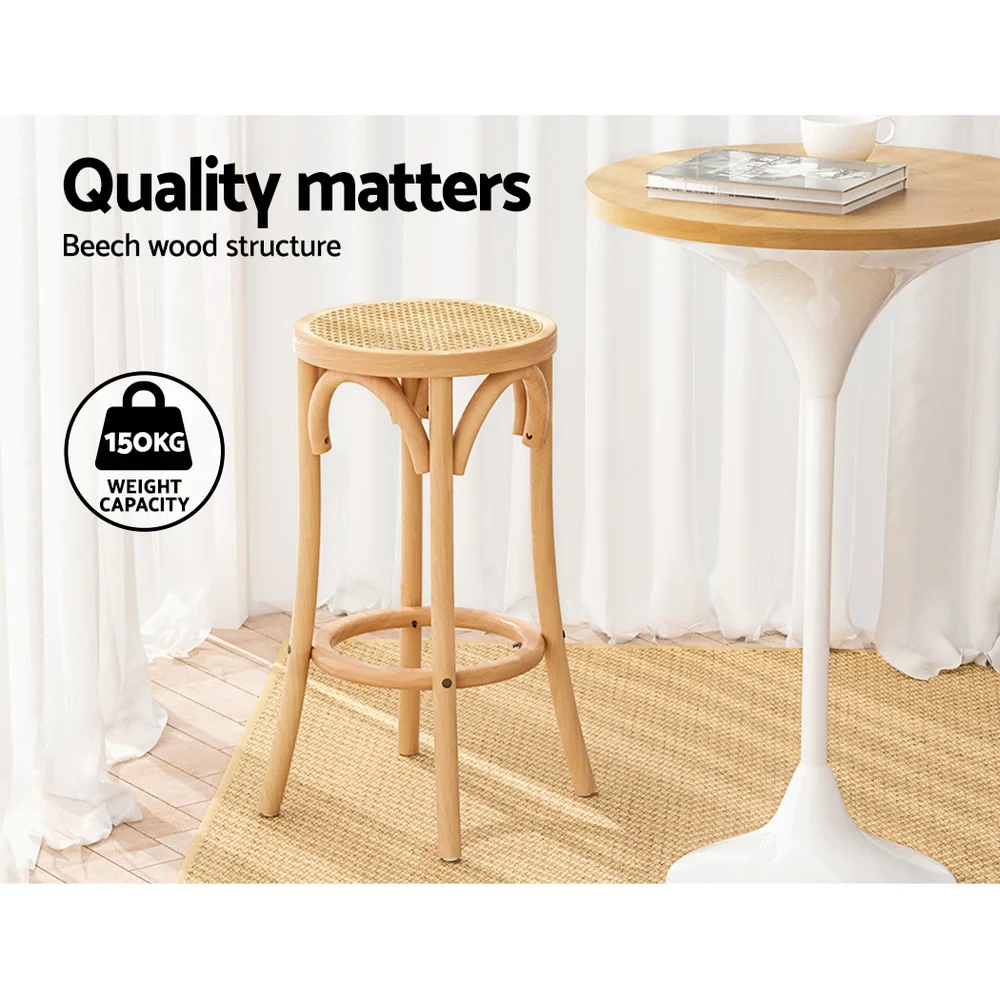 Set of 3 Apri Rattan Seat Bar Stools - Image 5