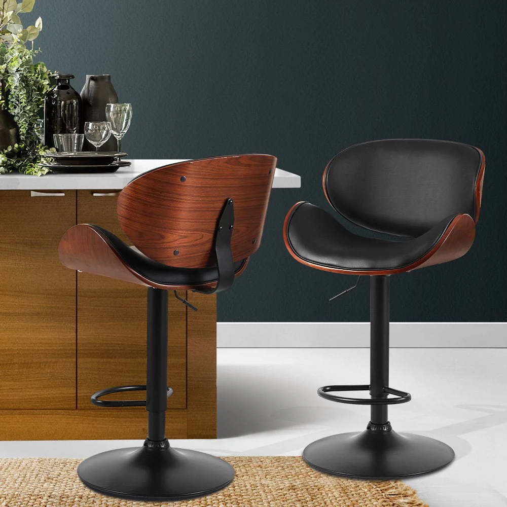 Set of 3 Joyce Wooden Gas Lift Bar Stools Black - Image 8